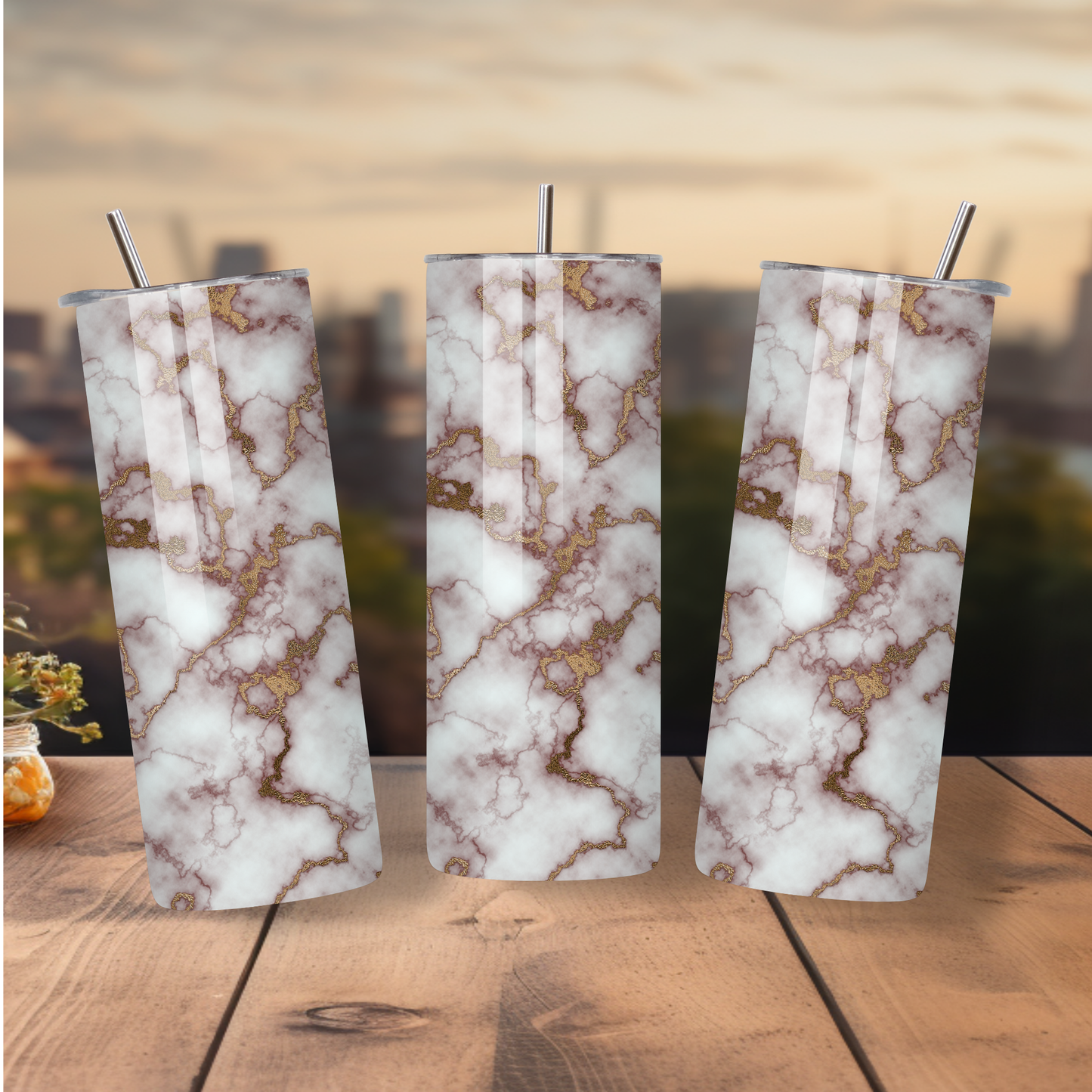 BROWN MARBLE TUMBLER
