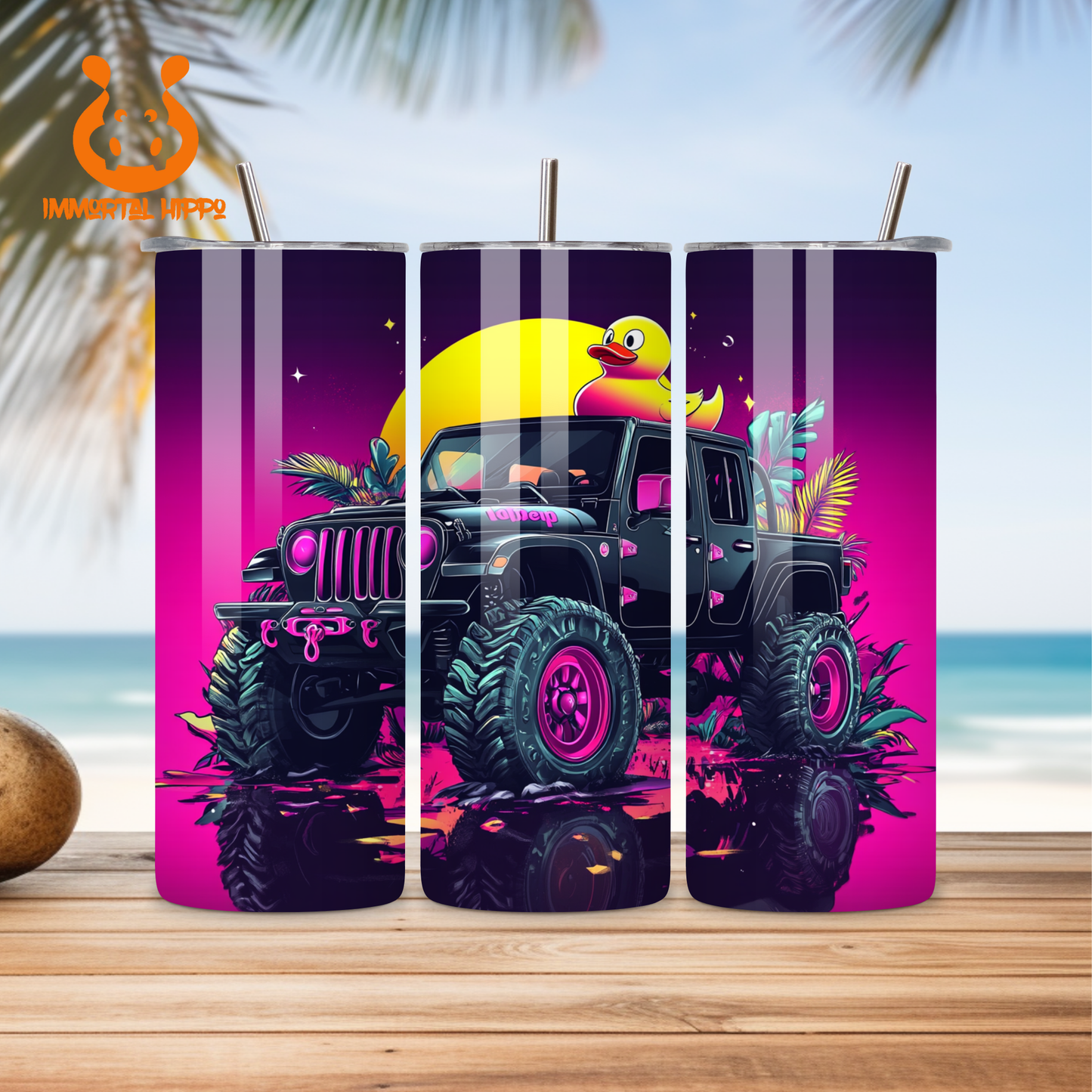 LAVENDER JEEP SUNSET TUMBLER