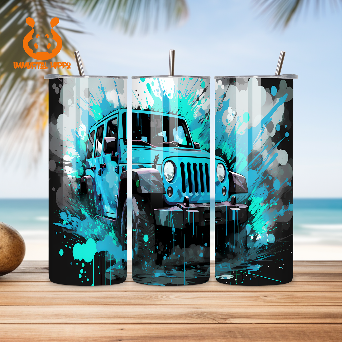 PAINT SPLATTER JEEP THEME TUMBLER