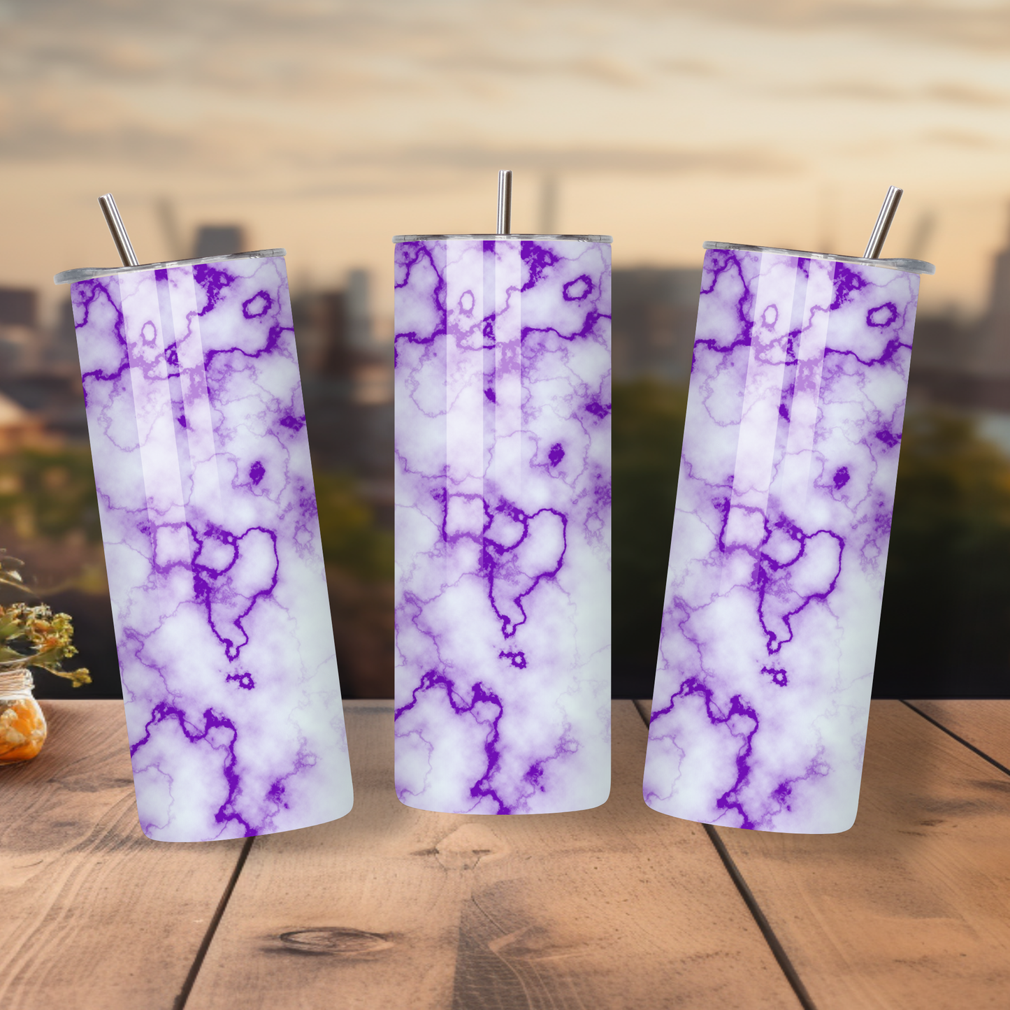 PURPLE/WHITE MARBLE TUMBLER