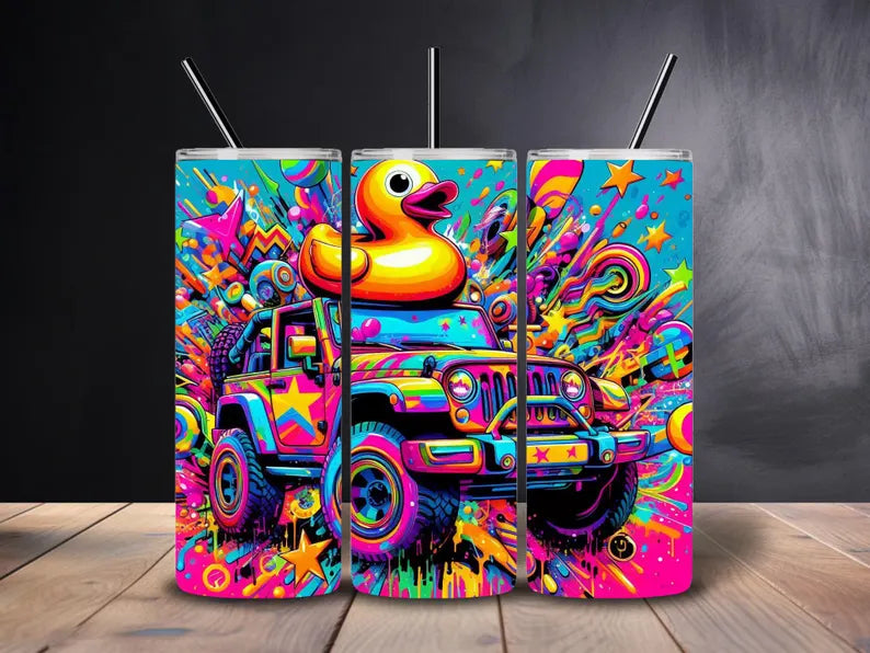 Neon Jeep Duck Tumbler 20oz