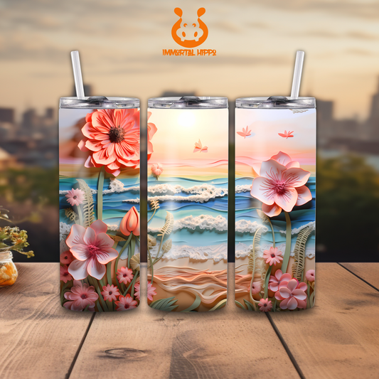 FLOWERS ON THE BEACH TUMBLER