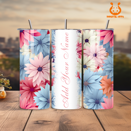 Personalized Color Flowers Tumbler 20oz
