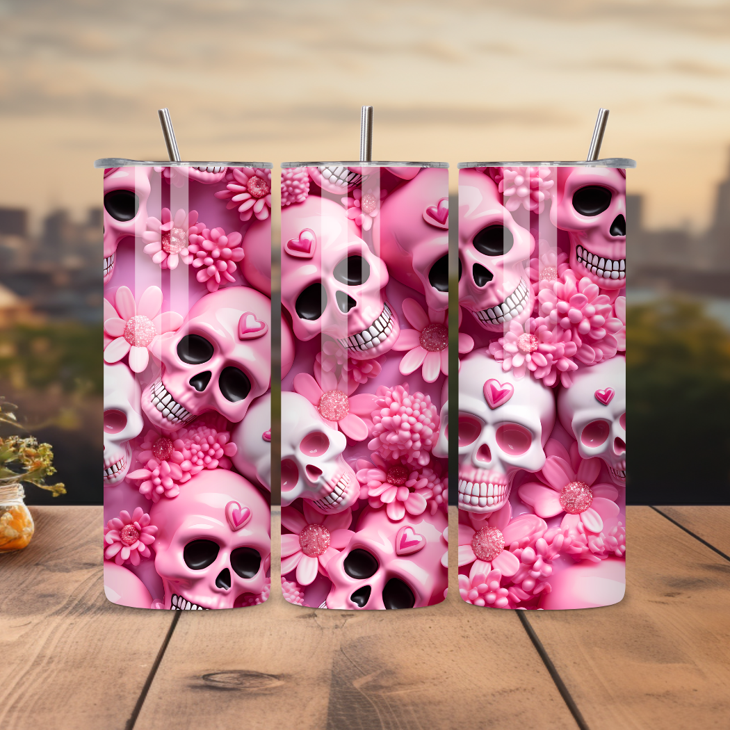 Pink Sugar Skull Tumbler 20oz