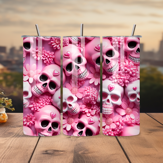Pink Sugar Skull Tumbler 20oz