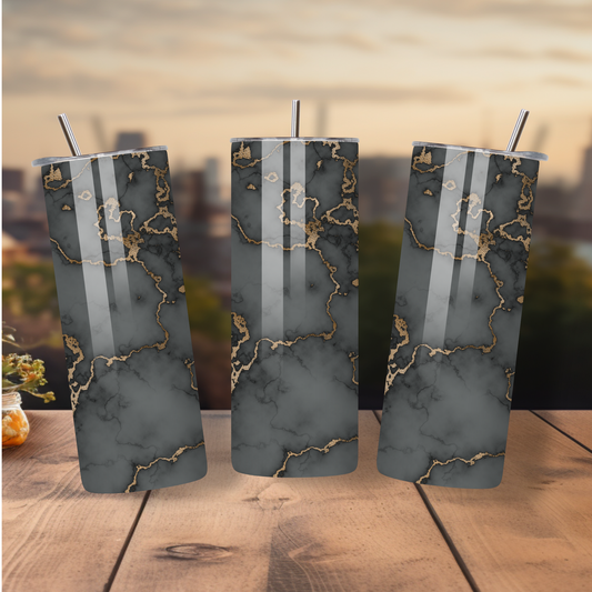 GREY/GOLD MARBLE TUMBLER