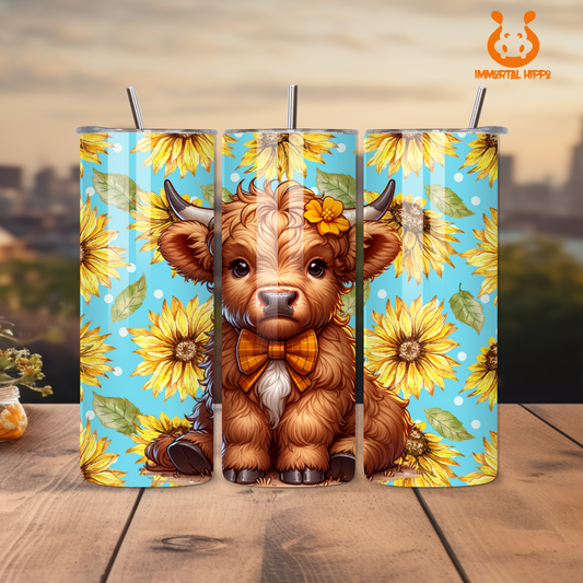 Highland Cow Sunflowers Tumbler 20oz