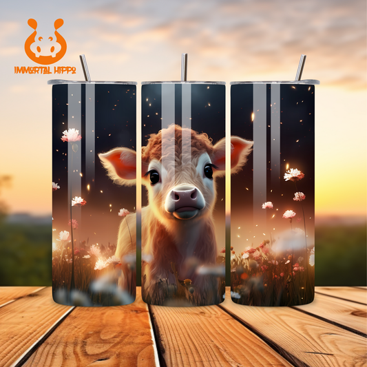 HIGHLAND COW IN FIELD TUMBLER