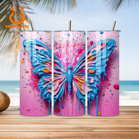 PAINTED BUTTERFLY TUMBLER