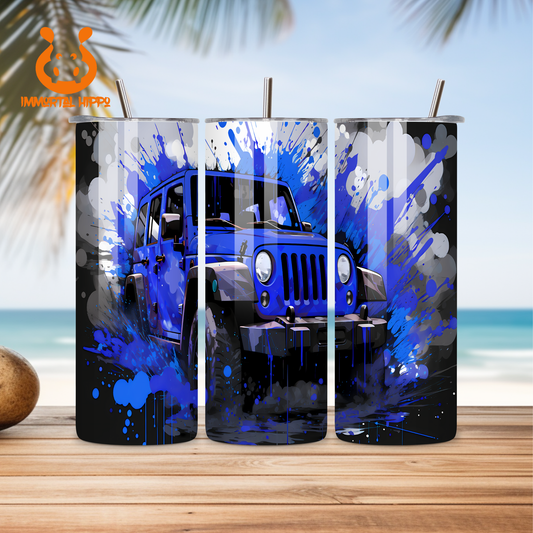 PAINT SPLATTER JEEP THEME TUMBLER