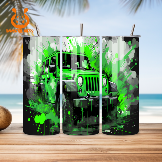 PAINT SPLATTER JEEP THEME TUMBLER