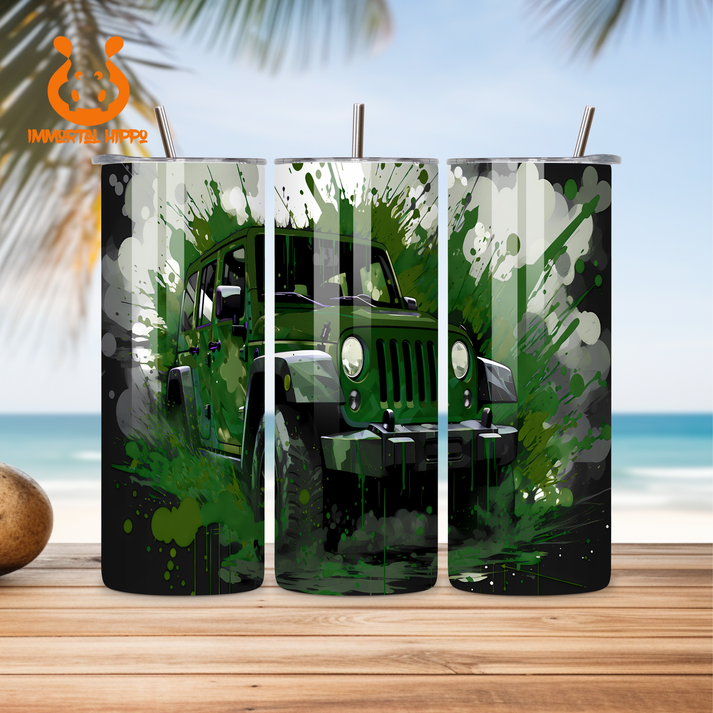 PAINT SPLATTER JEEP THEME TUMBLER