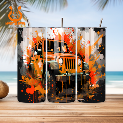 PAINT SPLATTER JEEP THEME TUMBLER