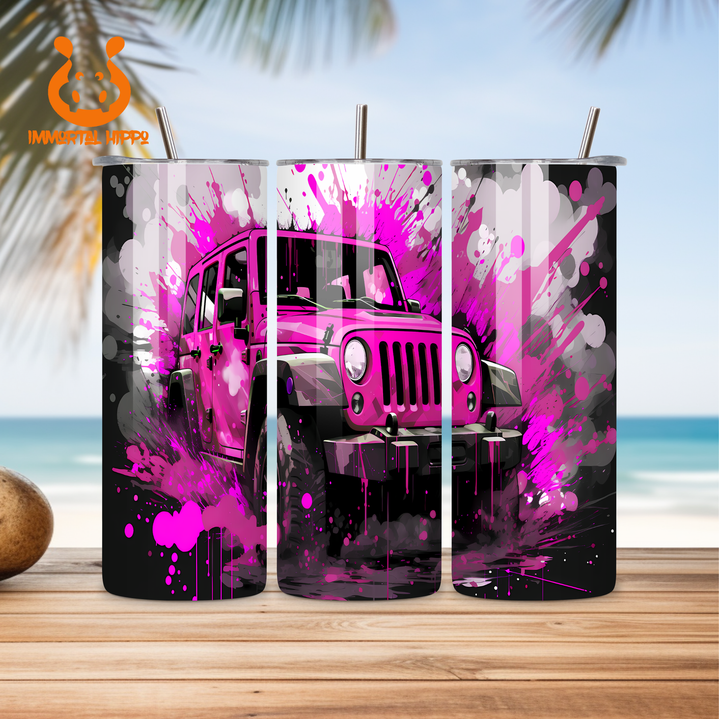 PAINT SPLATTER JEEP THEME TUMBLER