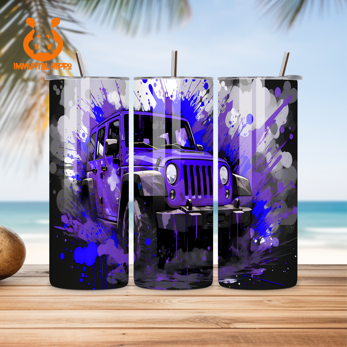 PAINT SPLATTER JEEP THEME TUMBLER