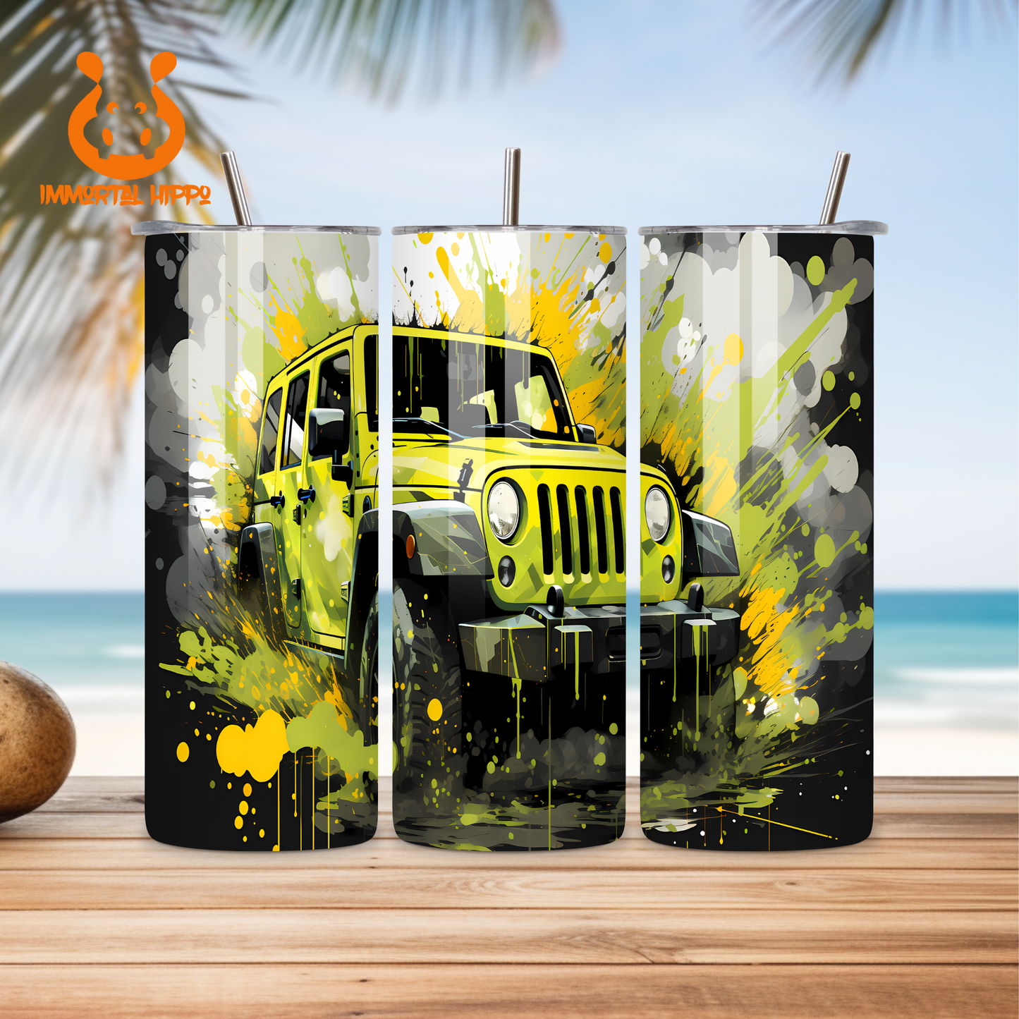 PAINT SPLATTER JEEP THEME TUMBLER
