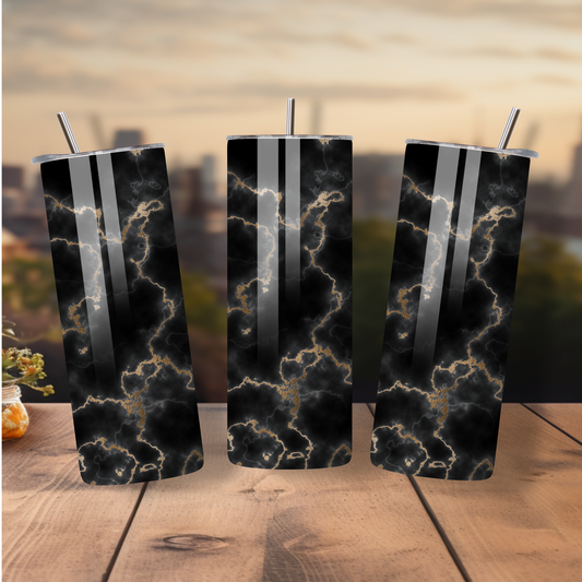 BLACK/GOLD MARBLE TUMBLER