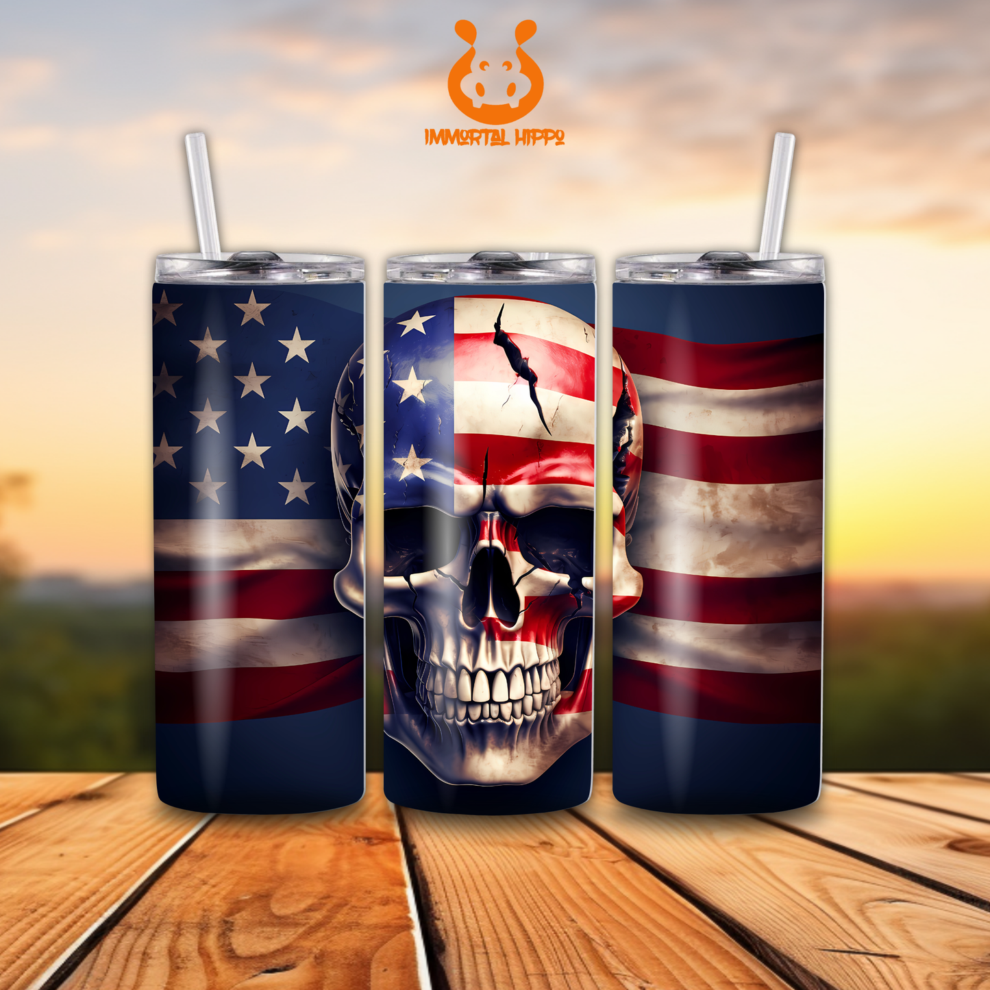 AMERICA SKULL TUMBLER