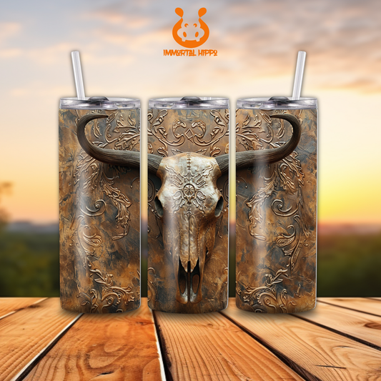 RUSTIC BULL SKULL TUMBLER